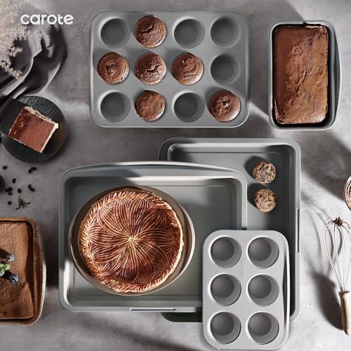 CAROTE 7-Piece Baking Pans Set, Nonstick Bakeware Sets, Gray & Blue