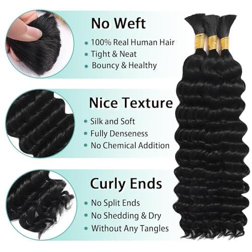 MOTFIN Human Braiding Hair for Boho Braids 3 pack  Curly Wave Bulk Bundles