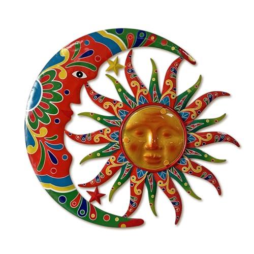 Limygus Colorful Metal Sun Moon Stars Wall Art, Indoor Outdoor Decor for Patio Garden Bedroom