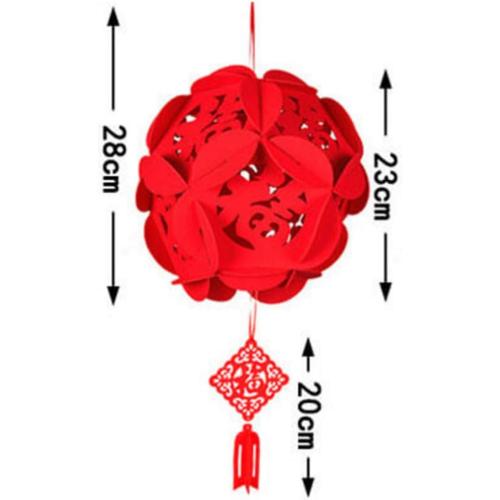 2 Piece Red Chinese Lanterns, Decorations for Chinese New Year, Chinese Spring Festival, Wedding, Lantern Festival Celebration Décor, 12(30cm), Golden Fu