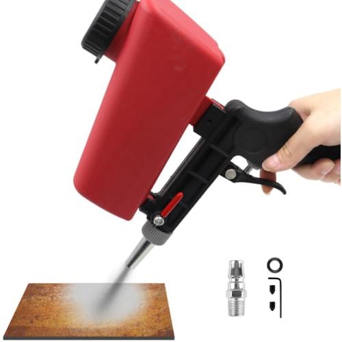 90psi Gravity Feed Sand Blaster Gun Kit - Hand Held Sand Blasting Spray Gun with 2 Nozzle Tips and Air Regulator Remove Paint, Rust, Stains, and Grime on Surfaces
