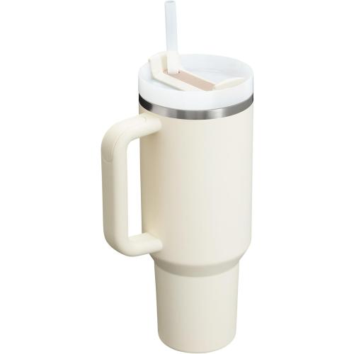 STANLEY Quencher H2.0 Tumbler with Handle and Straw 40 oz | Flowstate 3-Position Lid | Cup Holder Compatible for Travel | Insulated Stainless Steel Cup | BPA-Free | Cream 2.0