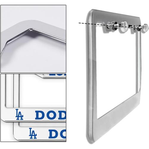 Yuapeda 2Pcs License Plate Frame for Dodgers, Aluminum Alloy LA Dodgers License Plate Bracket Covers Universal Licenses Frame Tag with Screw Caps,Rust-Proof,Rattle-Proof,Weather-Proof, (BT55)