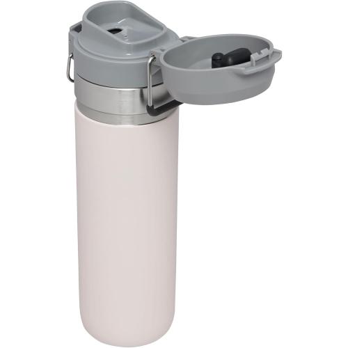 Stanley Quick Flip GO Water Bottle 24 oz | Push Button Lid | Leakproof and Packable for Travel and Sports | Insulated Stainless Steel | BPA-Free | Rose Quartz