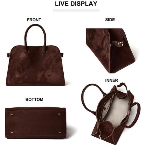 Brown Faux Suede Handbag Tote Hobo Bag for Women 2026, Women'S Top-Handle Handbags, 15” or 17” Large Capacity