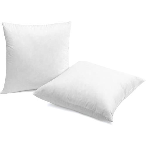 Luxury Goose Down Feather Pillow Inserts - 20x20IN, Double Layered Down-Proof Design, Ultra-Soft Cover, High Fill Weight, Pack of 2, White