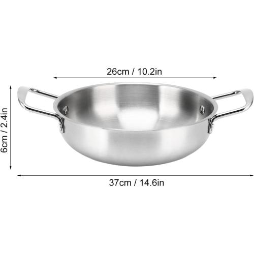 Korean Ramen Pot, Stainless Steel Ramen Cooking Pot with Double Handles Korean Ramen Noodle Pot for Soup Noodle Pasta, Compatible with Gas & Induction Cooktops (26cm)