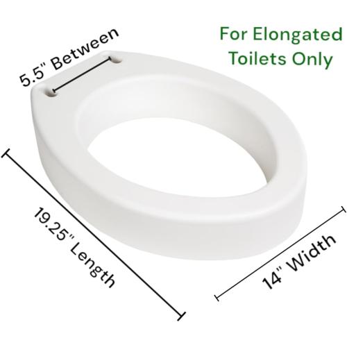 Essential Medical Supply Toilet Seat Riser for Elongated Bowl with 3.5 Rise - 19 x 14 x 3.5 Inch, Elevating and Raising Toilet Seat for Seniors, Adults and The Elderly with 300lb Weight Capacity