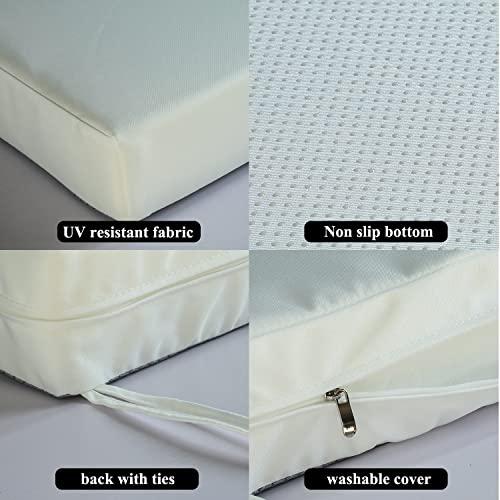 Color Grey Patio Chair Cushions Non Slip Bottom Chair Pad with Ties Set of 2 Waterproof Square Outdoor Seat Cushion Replacement for Garden Swing Furniture