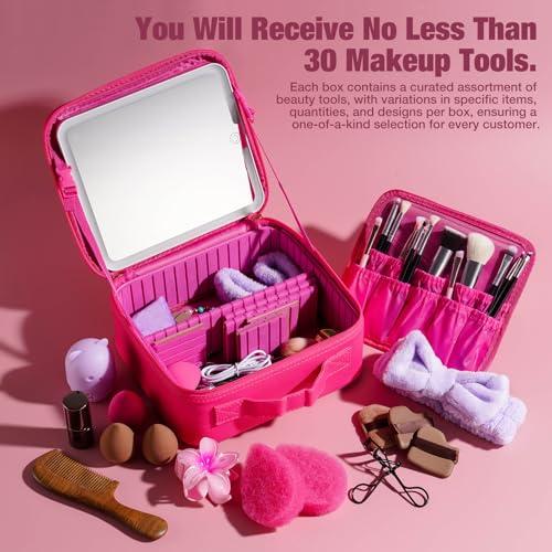 BS-MALL Makeup Brushes & Beauty Tools Assortment Box – Curated Collection of Makeup Brushes, Makeup Bag, Makeup Sponge, Hair Ties & More Professional Beauty Tools for Daily Use & Travel (XL)