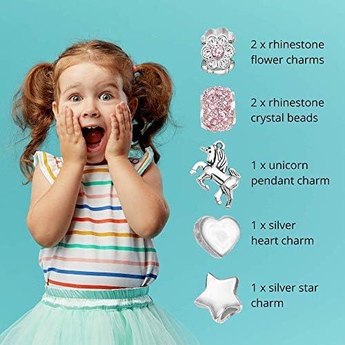 Amitié Lane Unicorn Charm Bracelet For Girls With Unicorn Charm & Pink Sparkly Crystal Charms - Perfect Little Girl Bracelet (16cm/6.3 inch)