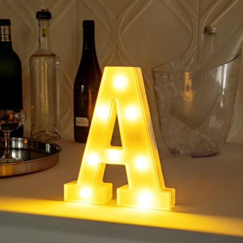 Restaurantware Illumify 6.9 x 1.2 x 8.7 Inch Light Up Letter 1 Durable Marquee LED Light - Letter A Touchproof White Plastic Party Light Keyhole Slot For Parties Weddings Or Special Events