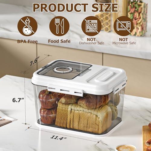 Olimingse Bread Box For Kitchen Countertop, Airtight Bread Storage Container, Bread Keeper For Homemade Bread, Cookies, Cereal, Fruits, 10L White.