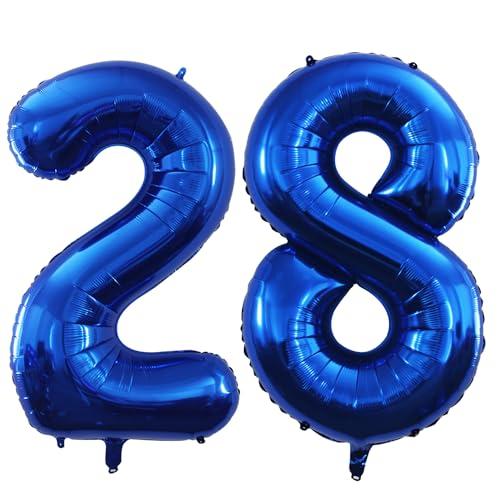 GOER Number 28 Balloons for 28th Birthday Party Decorations,42 Inch Jumbo Foil Helium 82 Balloons for 82nd Birthday Party Decoration (Blue)
