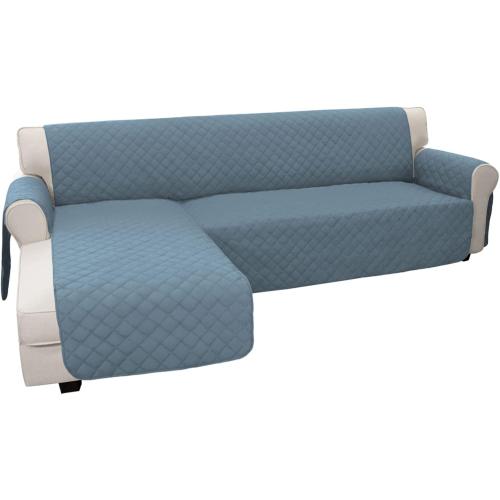 Easy-Going L Shape Sofa Slipcover Sectional Couch Cover - Reversible Chaise Lounge Furniture Protector for Pets, Kids, Children, Dog, Cat (X-Large, Light Blue/Light Blue)