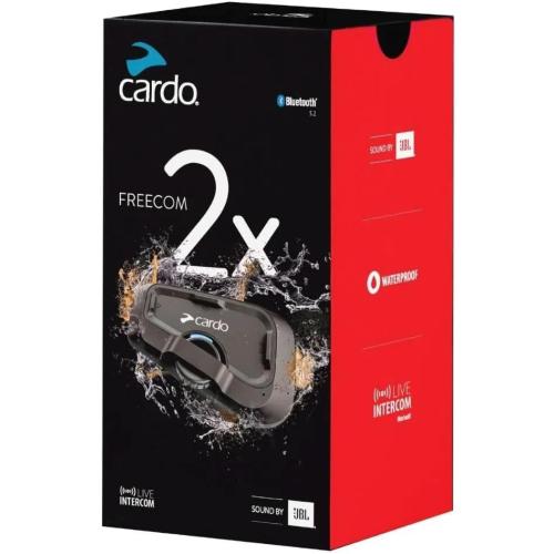 Cardo Systems FREECOM 2X Motorcycle 2-Way Bluetooth Communication System Headset - Black, Single Pack