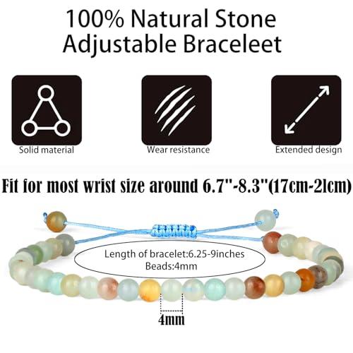 QOGIR Handmade Healing Bracelet,6mm Natural Gem Stone Bracelet rope bracelet