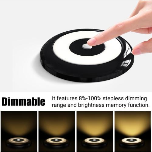 Acegoo RV LED Puck Light Camper Van 3' Overhead Ceiling & Down Light, 12V for Motorhome Boat Truck Trailer Cars, Inbuilt Dimmer Switch & Blue Nightlight, CRI90  (Black 3000K)