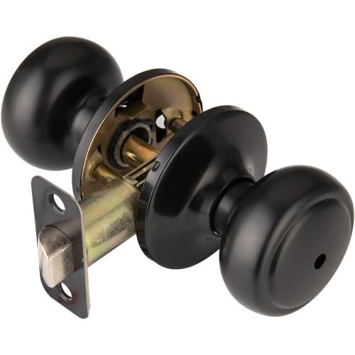 Matte Black Door Knobs,Interior Door Knob with Lock,Coastal Style Door knob for Privacy and Bedroom (Bath or Privacy)
