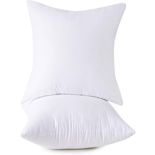 Throw Pillow Inserts, 20x20 Inch Decorative for Sofa, Bed and Chair, Cotton Cover, Set of 2, White