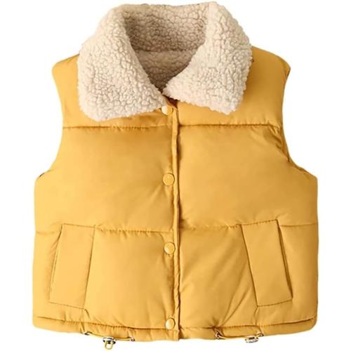 Outerwear Coat Baby Boys Girls Down Vest Kids Padded Vest Sleeveless Jacket Coat Warm Puffer Vest Outwear Down Cotton Vest (Color : Yellow, Size : 3 Years)
