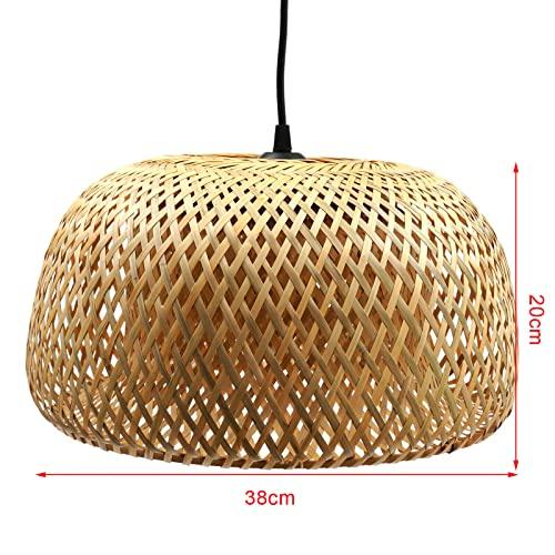 Rattan Pendant Lights, Bamboo Wicker Rattan Pendant Light Fixture Asian Retro Hanging Lamp Ceiling Lamp, Handmade DIY Wicker Hanging Lamp, for Kitchen Island, Dining Room, Living Room, Bedroom