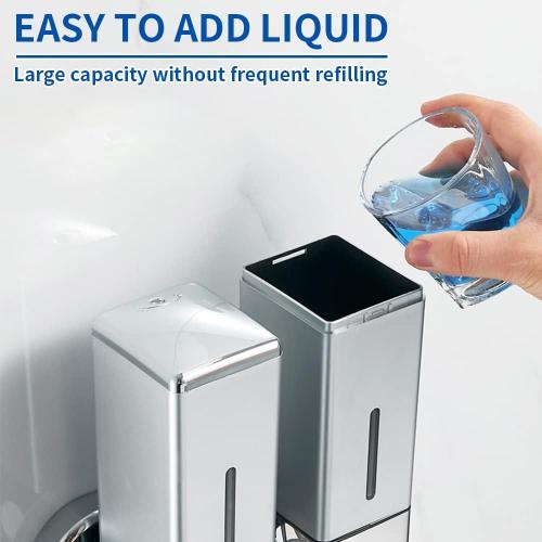 3 x 500ml per Cup Wall Mounted Manual Soap Dispenser for Home, Bath, Kitchen, Hotels, Restaurants. Shower and Lotion Dispenser (Silver)