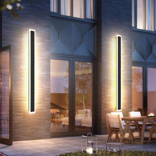 2 Pack 31.5INCH Long Outdoor LED Wall Lights,24W Waterproof IP65 Warm White led Wall Light Rectangular Black Wall Light,led Porch Lights Outdoor Wall Elegant Frosted White Acrylic Anti Rust