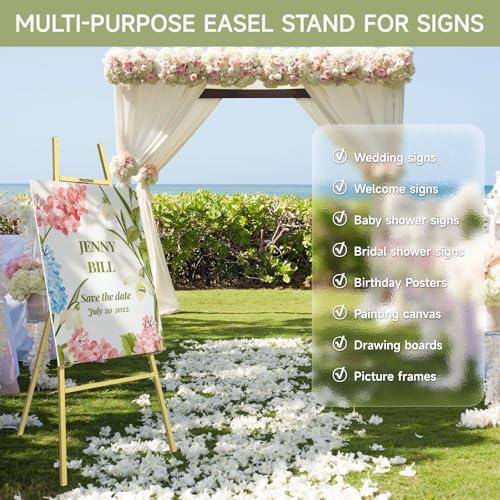 Gold Easel Stand for Sign, 47 Heavy Duty Metal Display Easel