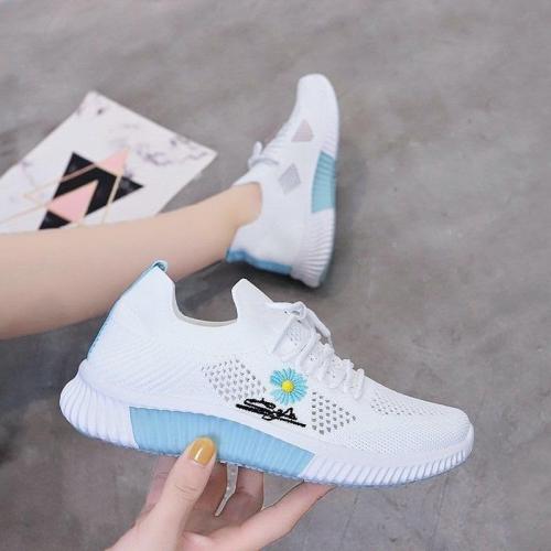 EkOkim Lightweight Soft Bottom Non-Slip Sports Casual Shoes Women's Hollow Fly Woven Summer Breathable Mesh Shoes (Color : Blue, Size : 38