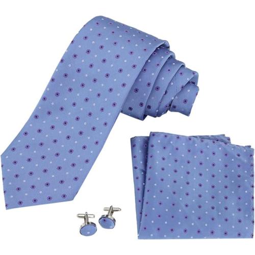 Classic Dots Mens Set Gift Set Silk Necktie Pocket Square Cufflinks