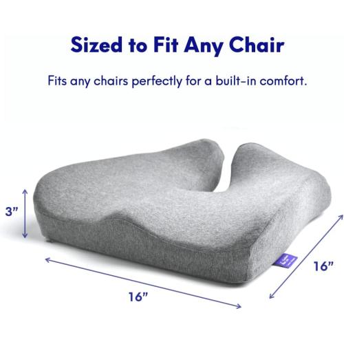 C CUSHION LAB Patented Pressure Relief Seat Cushion for Long Sitting Hours on Office/Home Chair, Car, Wheelchair - Extra-Dense Memory Foam for Hip, Tailbone, Coccyx, Sciatica - Light Grey