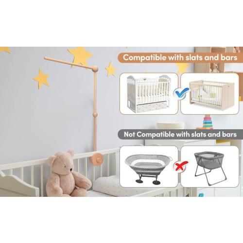 Wooden Baby Crib Mobile Arm - Baby Mobile Hanger Arm (33 inch, Natural Beech Wood) -Mobile Arm for Crib, Mobile Holder for Crib, Baby Girl Nursery Decor(Wooden Color)