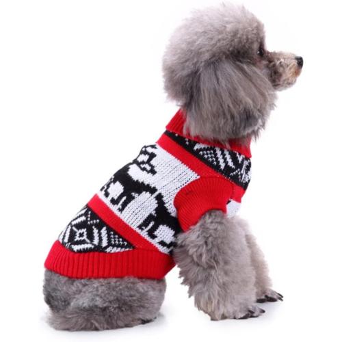 Milisten Adorable Pet Christmas Elk Sweater Dog Turtleneck Sweater Festive Knitted Dog Pajamas Winter Warm Pet Outfit Size m 2 pk