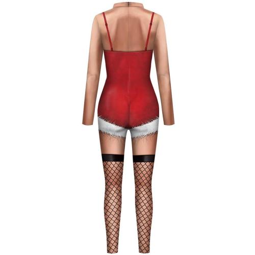 Size 02-M Women's Ugly Christmas Jumpsuit Romper Zipper Long Sleeve Bodysuit Outfit Realistic Novelty Costume Onesies