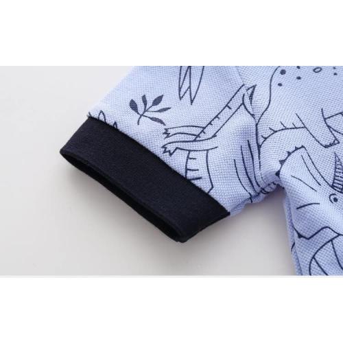 Size 100/56 Irsutey Boy Baby Toddler Short Sleeve Polo T-Shirt Striped Cartoon Print Lapel Cute Comfy Cotton Button V Neck Shirts