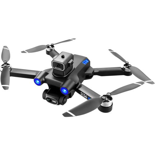 New S136 Drone with HD Electric Zoom Lens FPV Mode Brushless Motor GPS Smart Avoid Noise Barrier Function Foldable Outdoor Aerial Ranging RC Airplane Quadcopter