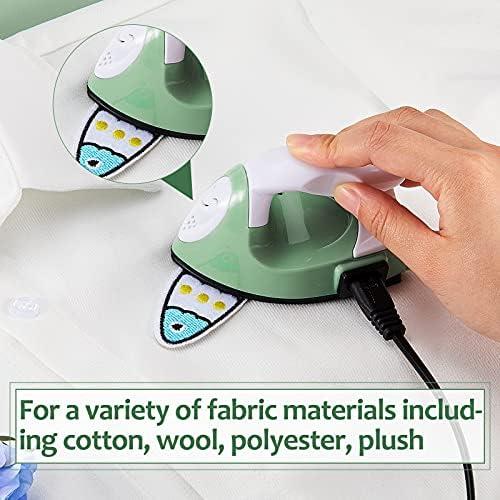 Honoson Mini Craft Iron Mini Heat Press Small Iron 3.93 x 2.36 x 2.76 in Portable Handy Tiny Flatiron with Charging Base Accessory for Fuse Bead Patch DIY Heat Transfer Vinyl(Green)