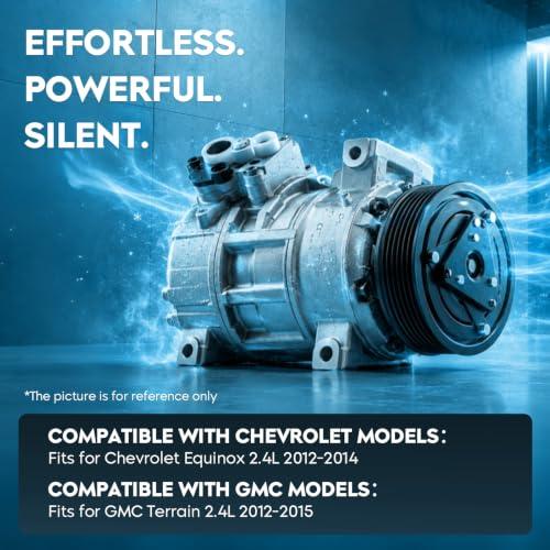 A/C Air Conditioner Compressor With Clutch Fit for Chevrolet Equinox 2.4L 2.4 2012-2014, fit for GMC Terrain 2.4L 2.4 2012-2015 12 13 14 15 Replace for 198312, 22798745, 23255703