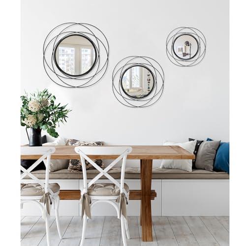 Black Circle Mirror Wall Decorative Metal Mirror Art Small Round Wall-Mounted Mirror Home Wall Decor for Bedroom Living Room Bathroom Entryway 16” x 16”
