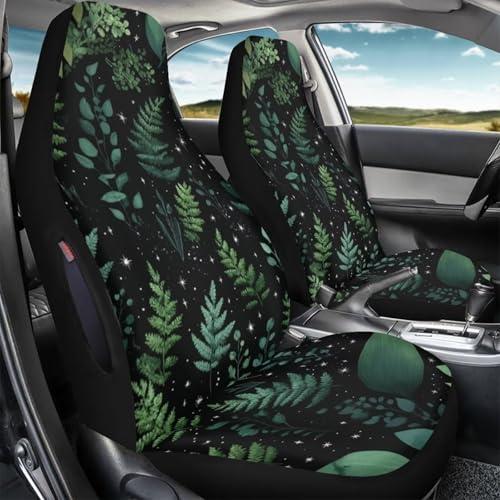 Cottagecore Fern Print Car Seat Cover Waterproof Car Seat Covers Front Seats Only, Universal Fit for Car SUV Trucks, Airbag Compatible, Green Plant Car Accessories for Women Men