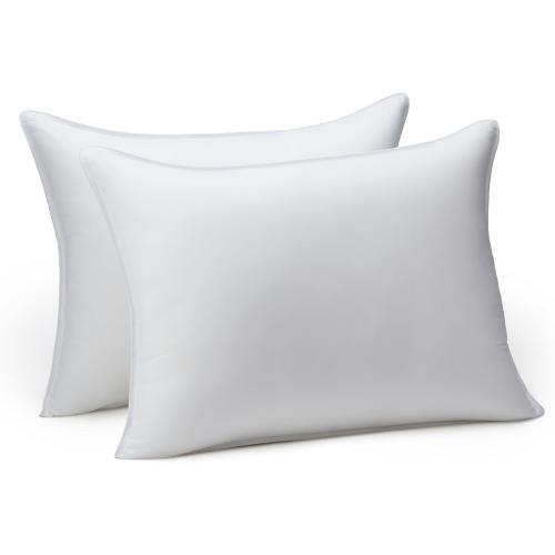 26x20 White 2 Pack Amazon Basics Down Alternative Pillow for Back Side Sleepers, Medium Density, Standard Size