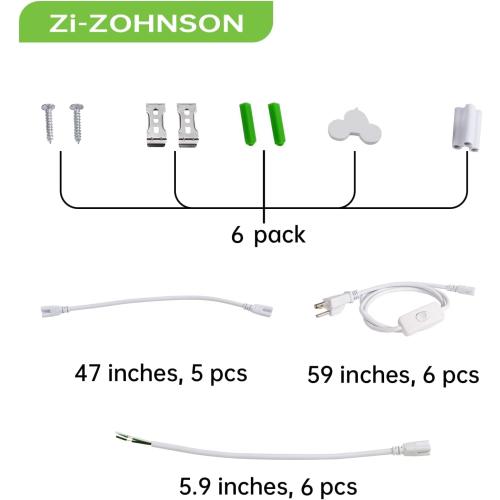 6 Pack 4FT Led Shop Lights,30W 3900LM 3000-6500K Tunable,T8 Tube Light with 6CCT,Milky Cover Linkable Fixture Lights for Workshop,Warehouse,Garage,Shop,Barn