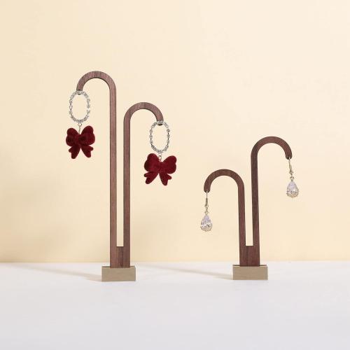 2 pcs walnut earring display stands for selling, cute earring hanger, wood hanging earring holder for boutique display【Y shape rectangle base-2pcs】