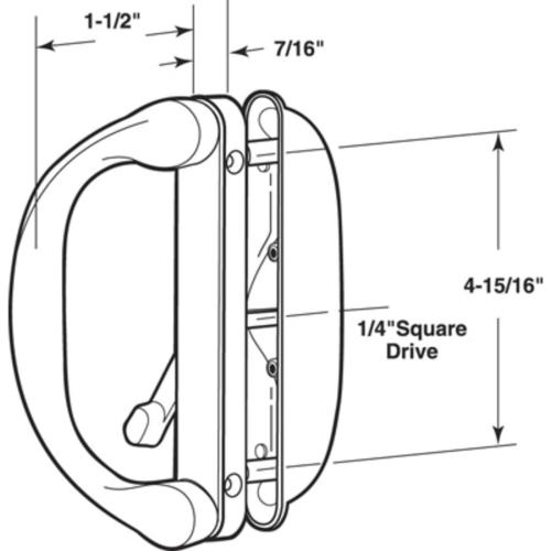 SBML Involute Sliding Patio Door Handle Set (Almond)