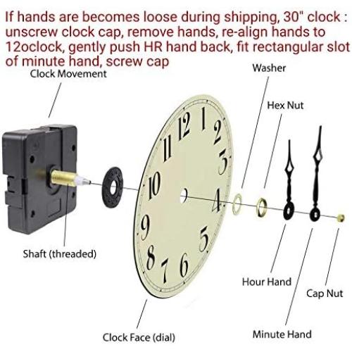 Oldtown Rustic Farmhouse Metal & Solid Wood Noiseless Wall Clock (Wood, 30-inch)