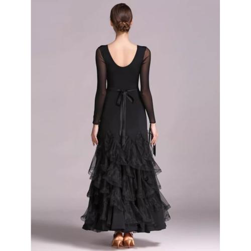 Size XL Color Black Dance and Sway waltz Dance Performance Dresses Breathable Tango Ballroom Competition Dancewear Foxtrot Flamenco Dance Clothes