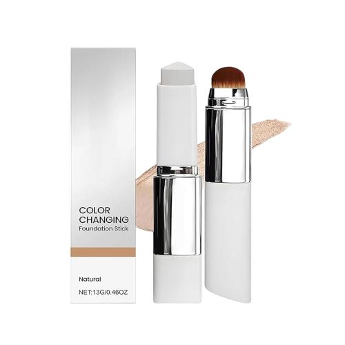 Color Changing Foundation Stick, Portable Travel Size Cover Cream Stick, Medium to Full Coverage Cream Stick Hydrating Makeup (Natural)
