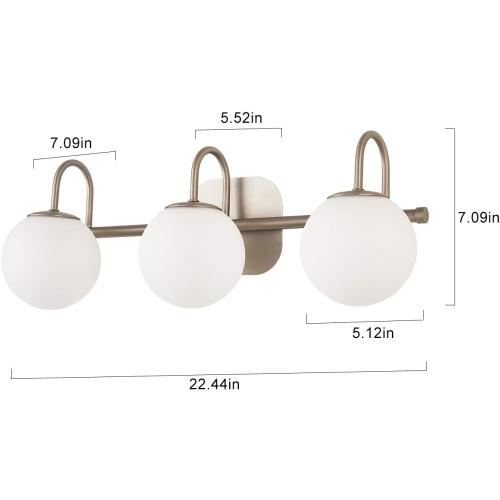 Brushed Nickel Bathroom Vanity Light Fixtures 3 Lights Milk White Glass Globe Shade Modern Wall Sconce Lighting Bath Vanity Lights Bar Over Mirror (Exclude G9 Bulb)