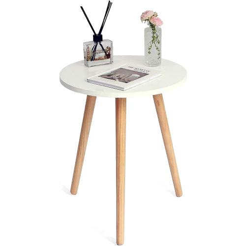 AWASEN Round Side Table, Small Accent Table Nightstand Modern End Table for Living Room Bedroom Office Small Spaces, 15.7''D x 19.69''H (White)